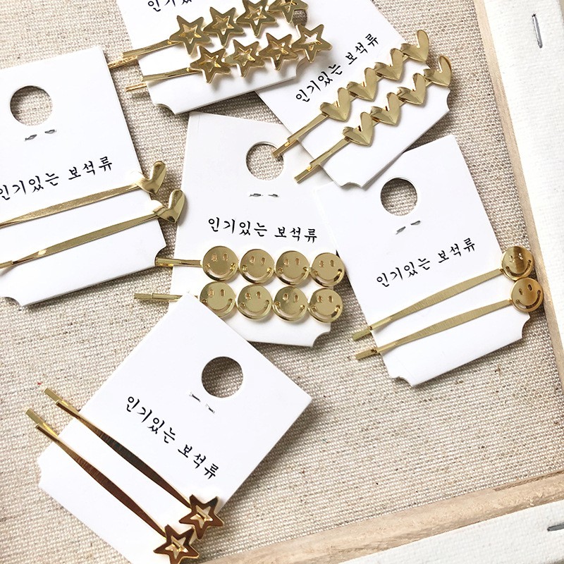 เจ154 กิ๊บติดผมรูปโลหะยอดนิยมสไตล์เกาหลีรักใบหน้าและรูปดาวเครื่องประดับผมแบบทรงผม