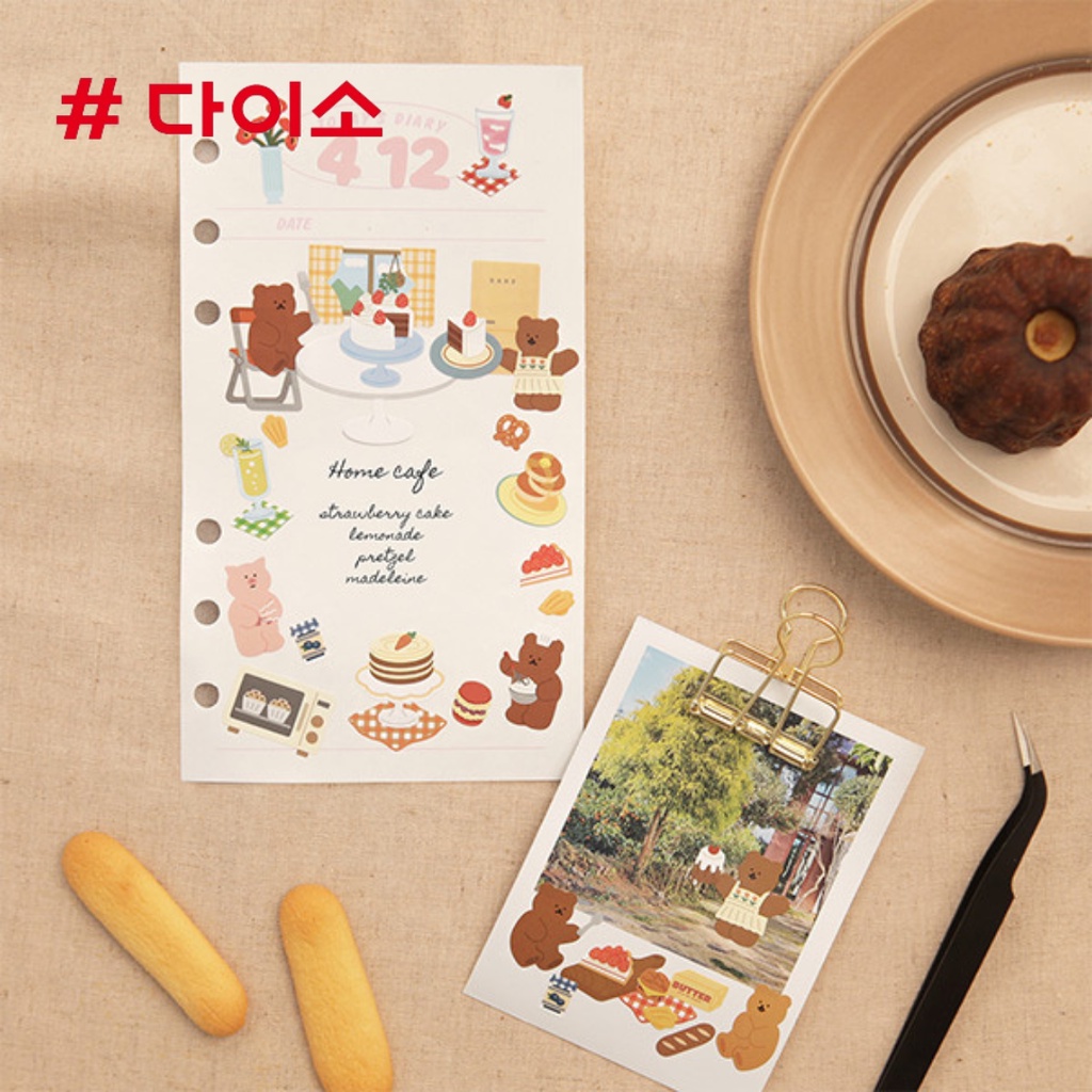 Daiso korea สติ๊กเกอร์ เกาหลี ไดโซะ ตกแต่ง ไดอารี่ เฟรมการ์ด (1Set/4แผ่น)