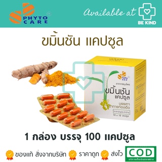 ไฟโตแคร์ ยาจากสมุนไพร ขมิ้นชันแคปซูล 100 แคปซูล GPO PhytoCare Herble Curmin Capsule 100 Capsules