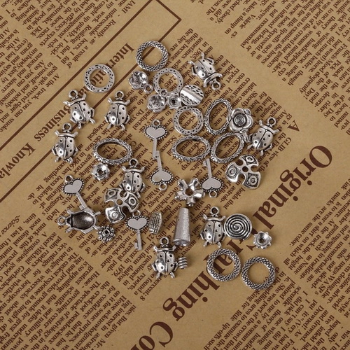 Antique bronze rhinestone charm pack of 2