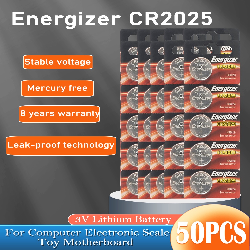 50PCS New CR2025 CR 2025 Original Energizer 3V Lithium Battery For Electronic Scale Toy Motherboard 