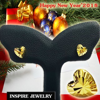 Inspire Jewelry ต่างหูรูปหัวใจตอกลาย size M หุ้มทองแท้ 100% 24K