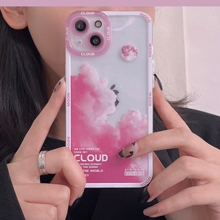 Retro Moon night Late cloud Phone Case For iPhone 13 Pro 11 12Pro Max XR XS Max 7 8 Plus X Lens Protection Shockproof Soft Cover
