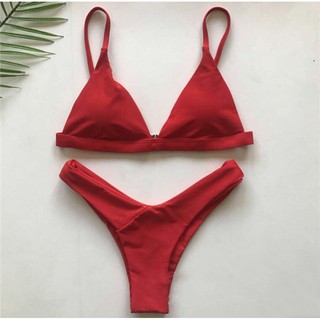 Bikini Two-piece ชุดว่ายน้ำ บีกินนี่ ทูพีช สีพาสเทล สีพื้น ชุดว่ายน้ำน่ารัก ชุดว่ายน้ำเซ็กซี่