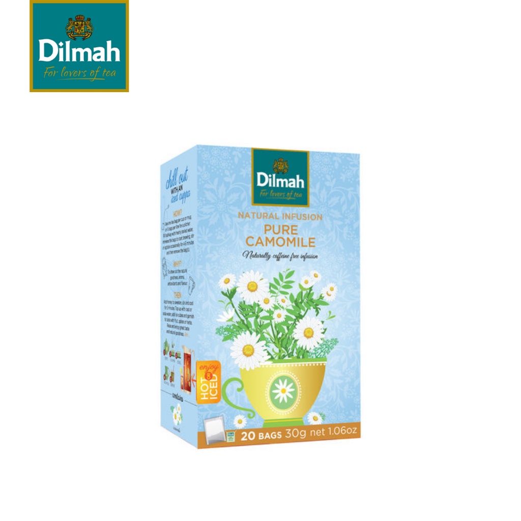 EXP10/2026ดิลมาชากลิ่นคาโมมายล์ 30กรัม 20ซอง Dilmah Pure Camomile Tea 20 Tea bag