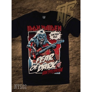 NTS 02 Iron Maiden Fear Of Dark ROCK เสื้อยืด เสื้อวง เสื้อดำ สกรีนลาย ผ้าหนา ไม่หดไม่ย้วย NTS T SHIRT S M L XL XXL