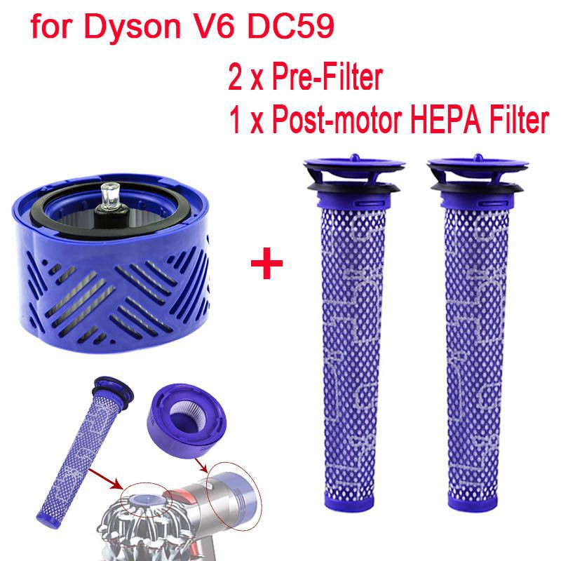 2 PreFilter And 1 HEPA Filter kit for Dyson V6 Absolute Cordless Stick
