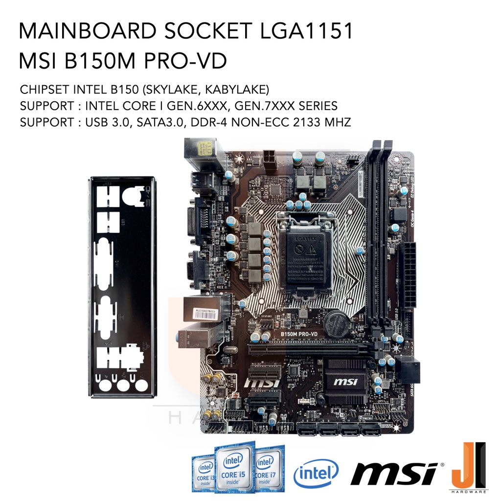 Mainboard MSI B150M Pro-VD (LGA 1151) รองรับ CPU Gen.6XXX และ Gen.7XXX (มือสองสภาพดีมีการรับประกัน)