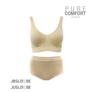 Jintana Set ชุดชั้นใน 1 ชุด (บรา1+กกน1) รุ่น Pure Comfort รหัส JASL01 สีเบจ