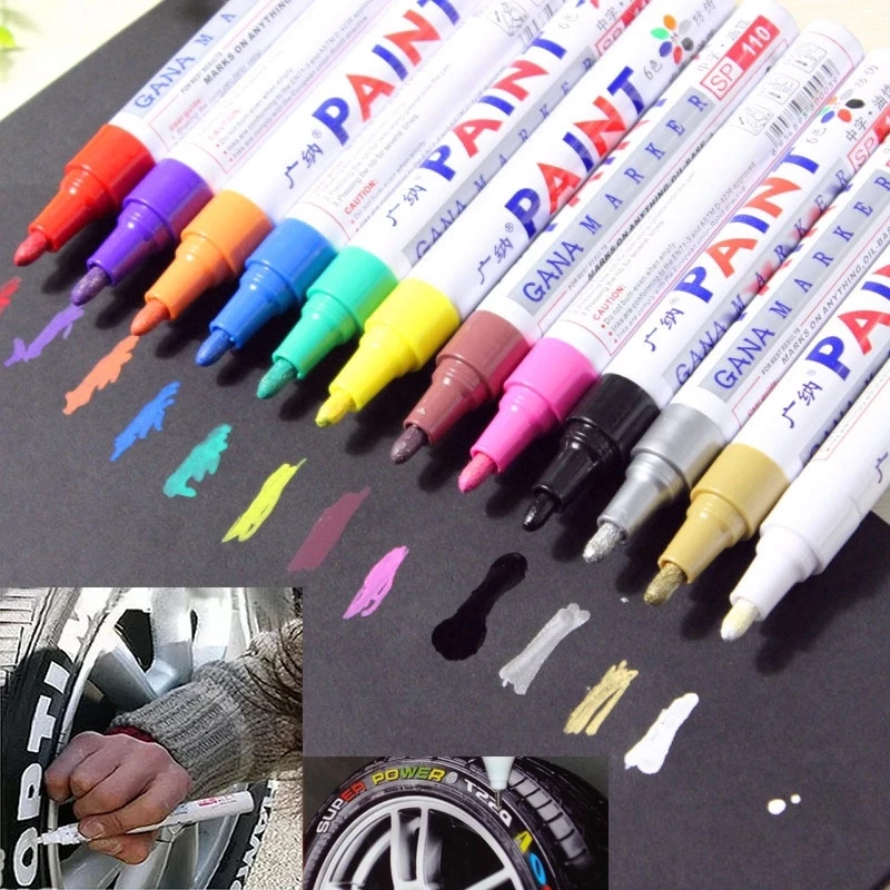 ปากกามาร์กเกอร์กันน้ํา 12 สีสําหรับรถยนต์