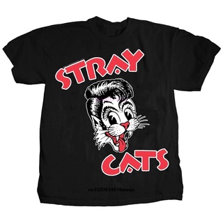 เสื้อยืดผ้าฝ้ายใหม่ เสื้อยืดลําลอง แขนสั้น พิมพ์ลายวงร็อค Stray Cats สีดํา สําหรับผู้ชาย DIY 2022L XL  XXL 3XL