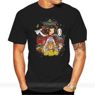 เสื้อยืดMost Popular Tshirts Spirited Away All Character Chihiro Haku Kamaji Li New T-Shirt Cool MenS Tshirt