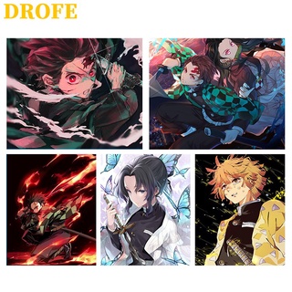 Drofe 【40X50 ซม.】~ ภาพวาดผ้าใบแฮนด์เมดรูปผีและใบมีดสําหรับตกแต่งผนัง