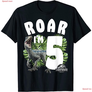 เสื้อยืดครอปจูราสสิค เวิ์ ธีม ผู้ชาย น่ารัก เสื้อยืดJuric World3 Juric World Birthday Raptor Roar Im 5 T-Shirt เสื้อแฟช