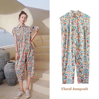 Closet de Alice - Floral jumsuit ชุดหมี ลายดอกไม้