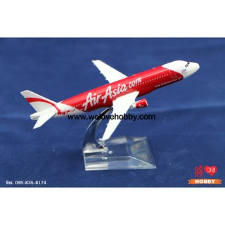 โมเดลเครื่องบิน Air Asia-2(Airbus 320) 2 ไอพ่น สีแดง ไซส์เล็ก