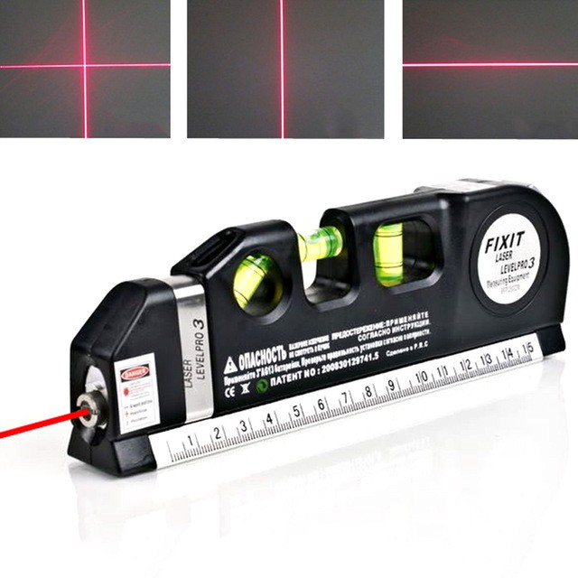 ตลับเมตร Multifunctional Laser เครื่องมือวัดระดับเส้น Straight ระดับไม้บรรทัด