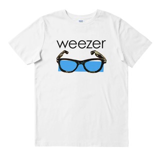 เสื้อยืดคอกลมเสื้อยืด แหนบแก้ว พิมพ์ลาย BAND WEEZER BAND MERCHผ้าฝ้ายแท้