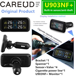 Careud U903 ปลั๊กเสียบที่จุดบุหรี่ในรถยนต์ TPMS LCD ระบบตรวจสอบความดันยางรถยนต์แบบไร้สาย USB ชาร์จ 4 เซ็นเซอร์ภายนอก / ภายใน