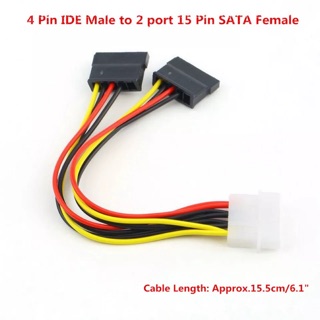 4 ขา IDE ถึง 2 พอร์ต SATA 15 พิน SATA Y Splitter หญิงสายเคเบิลอะแดปเตอร์สายเคเบิล