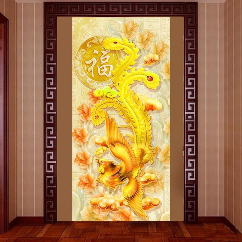 QIANZEHUI,DIY Phoenix bird of wonder Diamond Embroidery,Round Diamond Full rhinestone Diamond painting cross stitch