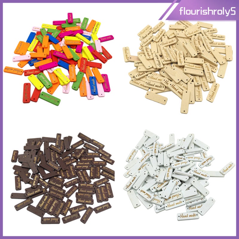 ป้ายแท็กไม้แฮนด์เมด 30 มม. สีน้ําตาล 50 ชิ้น
