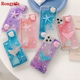 For Xiaomi Redmi K30 K20 Note 8T 8 Pro 8A Phone Case Mermaid Quicksand Liquid Pearl Shell Glitter Bling TPU Case Cover