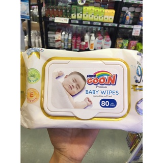 GOO.N Premium Baby Wipes (ปริมานสุทธิ 80 แผ่น) กูนน์ พรีเมี่ยม เบบี้ ไวพส์ ทิชชูเปียก