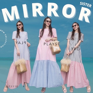 MiRRoRSiSTER’s Tot-Hom Short Sleeve Stripe Maxidress #01117.3 แมกซี่เดรส เดรสยาว แมกซี่เดรสลายทาง แมกซี่ใส่ได้ทุกวัน