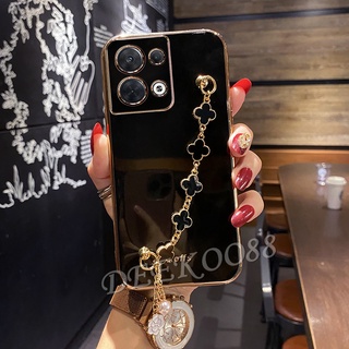 เคสโทรศัพท์มือถือ OPPO Reno 8 8Pro 7 7Z 7Pro 6 6Z 4G 5G Handphone Casing Straight Edge TPU Softcase with Cute Lovely Chain All-Pack Girls Phone Cell Case Protection Back Cover Reno8 Reno7 Reno6 Z Pro