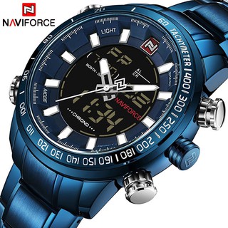 NAVIFORCE ควอตซ์นาฬิกาข้อมือบุรุษยอดนาฬิกาแบรนด์หรูกีฬาทหารนาฬิกาผู้ชายนาฬิกาสแตนเลสกันน้ำ