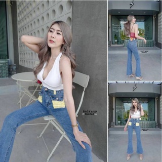 มี Size S-6XL 
Back Up Jeans BU 6965 กางเกงยีนส์เอวสูงขาม้าแต่งกระเป๋าหน้า