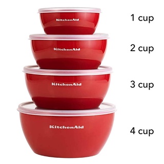 KitchenAid Classic Prep Bowls with Lids, Set of 4, Aqua Sky ชุดชามเตรียมอาหาร KitchenAid KE176OSERA กล่องเก็บอาหาร 4 กล่