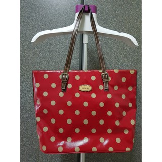 กระเป๋า Jane Lily สีแดง ลายจุด tote กระเป๋าโท้ท กระเป๋าสะพายไหล่ กระเป๋าถือ กระเป๋าใส่หนังสือ กระเป๋าทำงาน กระเป๋ามหาลัย