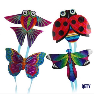 (QETY)Colorful Pocket Kite Outdoor Fun Sports Kite Flying Easy Flyer Kite Toy For Kids