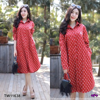 AK 11638 Dress เดรสเชิ้ตกระดุมหน้า แขนยาว