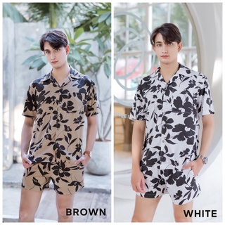 ฮาวายเซ็ต ลายดอก ผ้า Jentle Silk เสื้อเซ็ตใส่ได้ทั้งผู้ชาย/ผู้หญิง