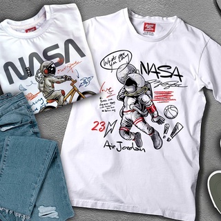 【พร้อมส่ง】เสื้อยืดแฟชั่น โอเวอร์ไซซ์ ลายนักบินอวกาศ NASA สีขาว สําหรับทุกเพศ