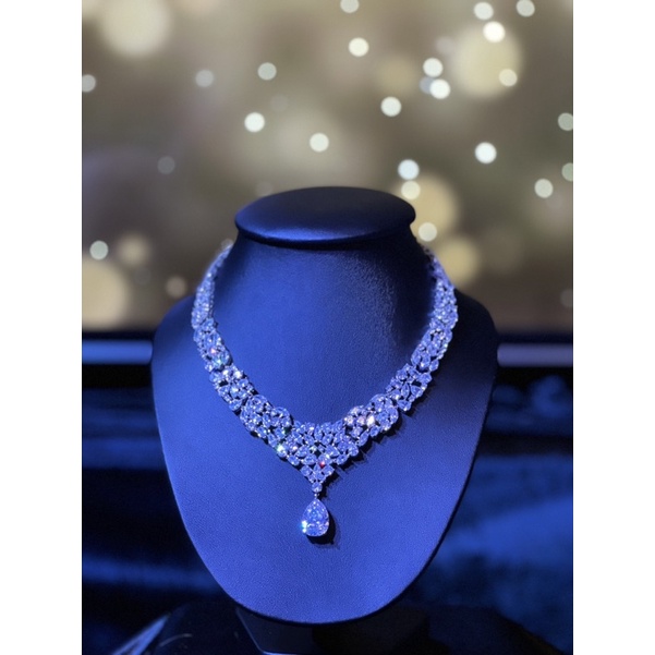 สร้อยคอเพชร Cubic Zirconia สร้อยคอเพชรสวิตช์ สุดหรูหรา