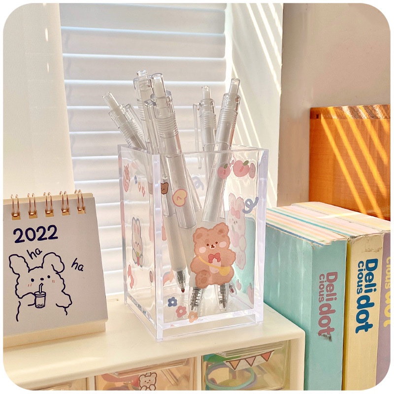 กล่องใส่ปากกาอะคริลิค ที่ใส่ปากกาอะคริลิค Acrylic Box กล่องจัดระเบียบของ กล่องเก็บของบนโต๊ะ กล่องใส่