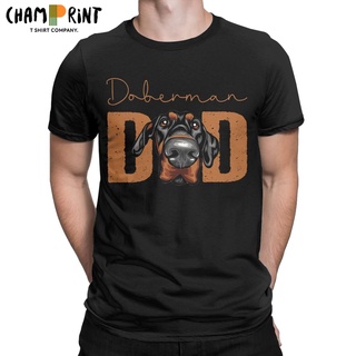 เสื้อยืดแขนสั้น คอกลม ผ้าฝ้ายแท้ พิมพ์ลาย Doberman Dad Dog ขนาดใหญ่ เหมาะกับของขวัญ สําหรับผู้ชายS-5XL