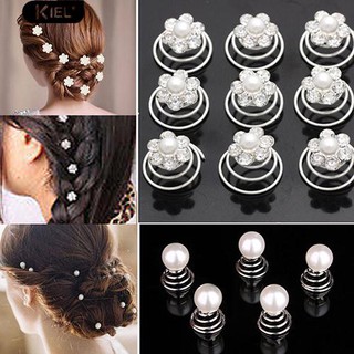 ※12x เจ้าสาวแต่งงานเจ้าสาว Pins Twist Coil ดอกไม้ Swirl Spiral Hairpins