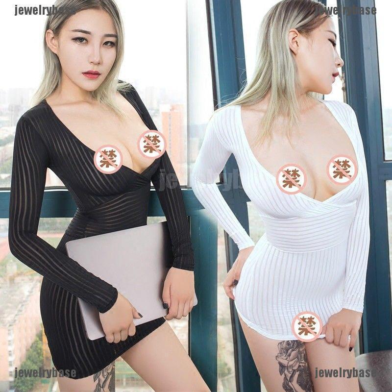 Undiesω ชุดมินิเดรสซีทรู รัดรูป ลายทาง เซ็กซี่ สําหรับผู้หญิง
