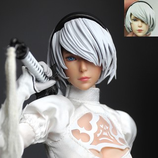 Set026 1/6 Scale Nier:Automata 2B Yorha Female โมเดลหัวประติมากรรมสําหรับ 12นิ้ว Pale Body