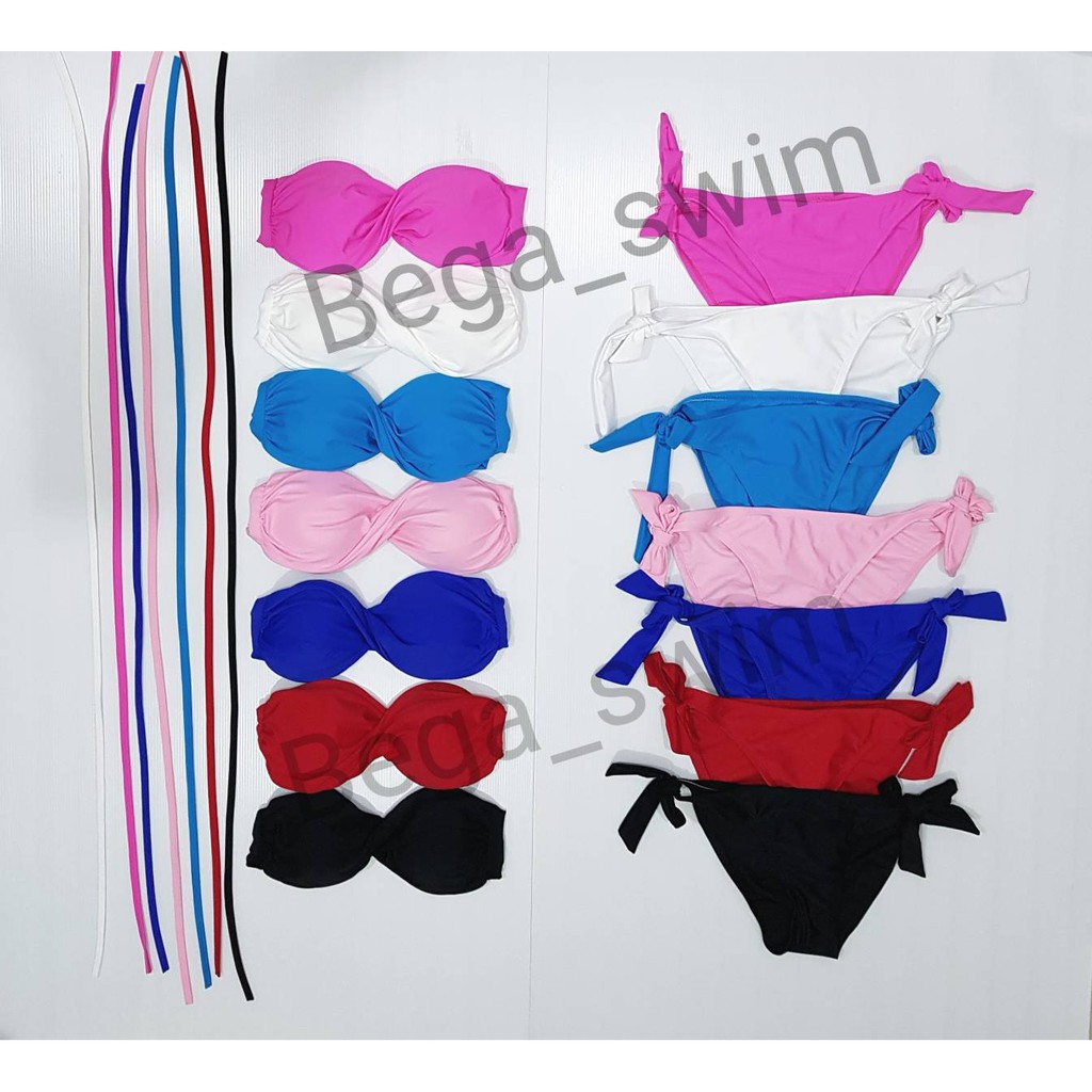 ถูกสุดในแอพ พร้อมส่ง ทูพีชทวิตไขว้อก ขายดีมาก ผ้าว่ายน้ำขายทั้งเซตค่ะ T011 Bikini รุ่นบิด-สีพื้น