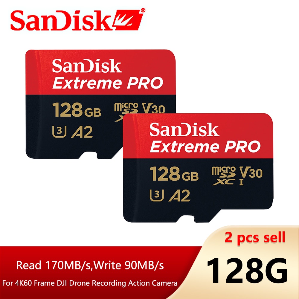 การ์ดหน่วยความจํา SanDisk Extreme Pro Micro SD 256GB 128GB 64GB SDXC A2 V30 32GB TF C 1 ชิ้น