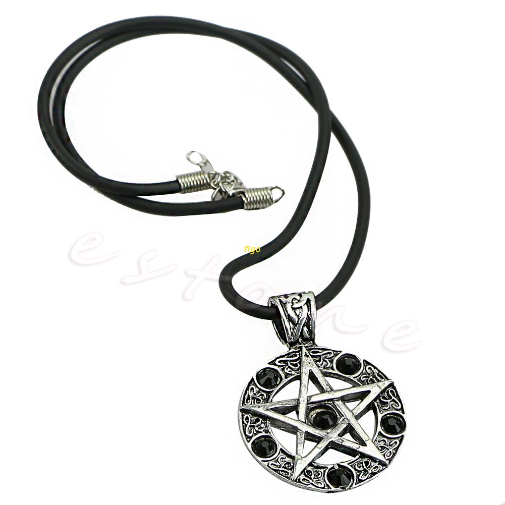 Flgo 1 PC แฟชั่น Invert Pentacle Pentagram Star Pewter จี้คอสเพลย์สร้อยคอใหม่