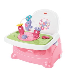 🇺🇸 Fisher Price Pretty in Pink Elephant Booster เก้าอี้ทานข้าวเด็ก พกพาได้ พร้อมของเล่น จาก USA