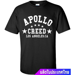 แขนสั้นcrew neckข้อเสนอพิเศษ มวย Apollo Movie Boxing Gym Training Black T-Shirt teeคอกลม แฟชั่น  ผ้าฝ้ายแท้ เสื้อยืด cot