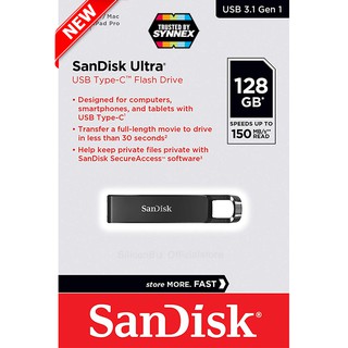 SanDisk Flash Drive Ultra USB 3.1 Gen 1 Type-C 128GB (SDCZ460-128G-G46) แฟลตไดซ์ แฟลชไดร์ฟ ซินเน็ค รับประกัน Synnex 5 ปี